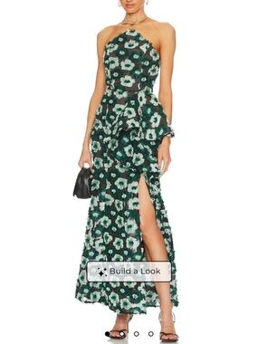 Elliatt Green Floral Halter Maxi Dress